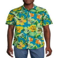 Óceán jelenlegi férfi poplin hawaii ing, rövid ujjú, S-XL méretű