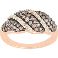 Carat T.W. Pezsgő és fehér gyémánt 10KT rózsa arany divatgyűrű