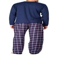 Férfi alvás hosszú ujjú flanel pizsama nadrágkészlet