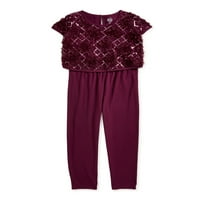 Wonder Nation Girls Foancin Popover Holiday Christmas Jumpsuit, Méretek 4- & Plus